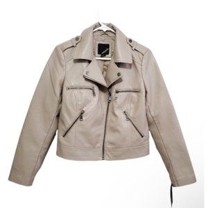 Collectionb taupe faux leather motor jacket - XL